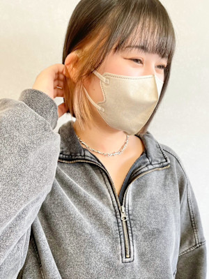 ミルクティーベージュインナーカラー＊大人かわいい顎ラインボブ