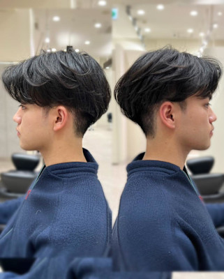 センターパート×ニュアンスパーマ