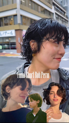 外国人風ショートパーマ/ウェーブミディアム