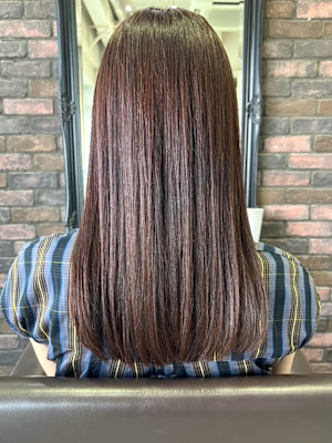 髪質改善　マロンブラウン　セミロング　こっくりカラー