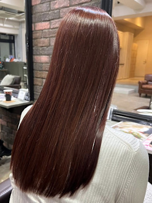 暖色系カラー　ブラウン　髪質改善カラー　艶髪　ダメージレス