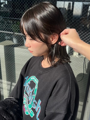 小顔カット フェイスレイヤー ニュアンスカラー 髪質改善