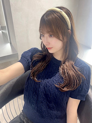 銀座20代30代韓国内巻きローレイヤー抜け感ベージュ