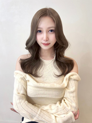 銀座20代韓国内巻きローレイヤー抜け感ベージュ