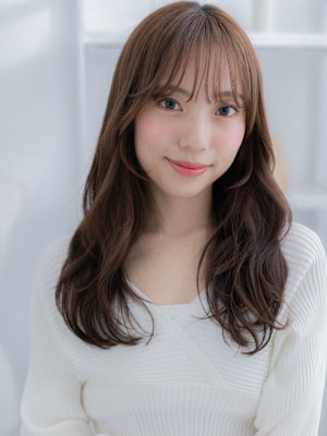 モテ髪ニュアンスパーマ透明感シースルー前髪　マロンベージュ