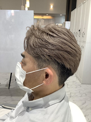 2ブロック　アップバングリバーススタイル　ミルクティーカラー