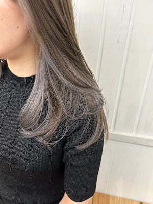 髪質改善韓国ふんわり艶髪グレージュインナーカラー