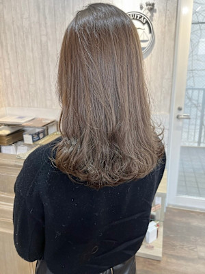 ハーフブリーチカラー×アッシュベージュ