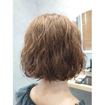 ボブ×ナチュラルパーマ