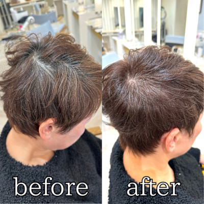 白髪ぼかしカラー×シルバーグレージュ