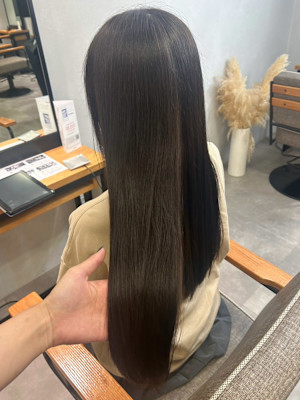地毛風カラーダークグレージュ＊艶髪ストレートロングヘア