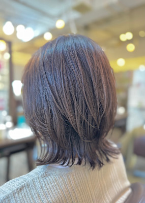 30代40代50代大人可愛いレイヤーミディアムくびれヘア