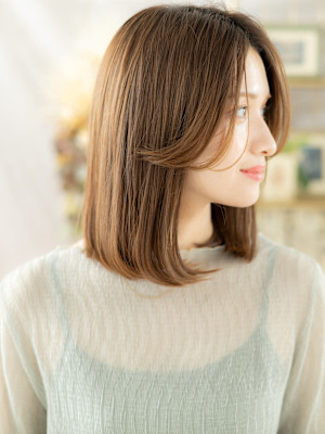 2wayバング小顔センターパート抜け感セミディ姫カットレイヤ