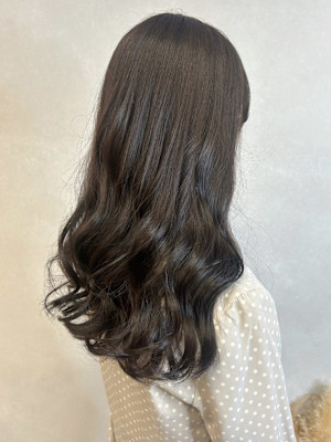 ブリーチなしカラーダークグレージュ＊ゆる巻き透明感カラー