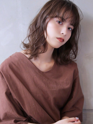 抜け感◇大人かわいい外ハネふわゆるミディクセ毛風カール