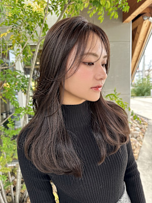 レイヤーカット/2wayバング/透明感カラー/ツヤ髪