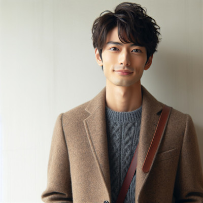 スーツ短髪ツーブロック束感モテる黒髪シークレットパーマ流行