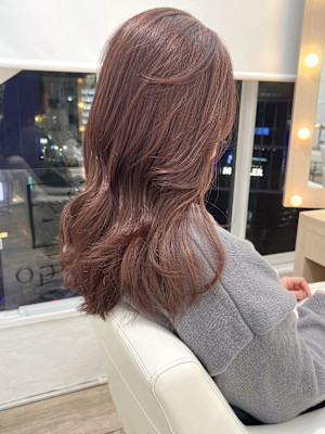 【新井】透明感　ピンクパープルカラー♪　ロングレイヤーカット