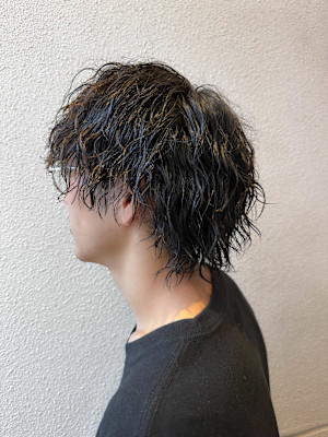 メンズ　ウルフ　ツイストスパイラルパーマ