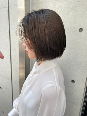 髪質改善/縮毛矯正/酸性ストレート/丸みボブ/マロンブラウン