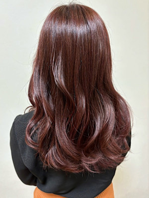マロンブラウン　こっくりカラー　艶髪ロング　巻き髪アレンジ