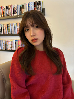 くびれスタイル／韓国風/ベージュ/巻き髪