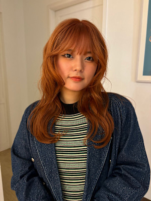 オレンジ／ブリーチ／ふわふわ/ガーリー／ストリート