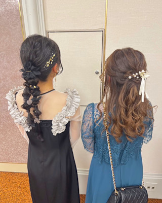 編み下ろし×ハーフアップ