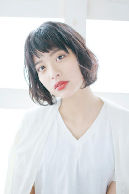 顎ラインボブ/内巻きボブ/大人ボブ/マロンベージュ