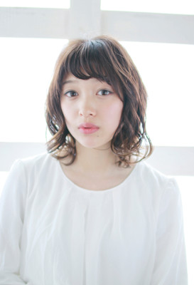 大人ボブパーマ/くるくるパーマ/パーマボブ/マロンベージュ