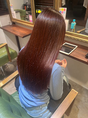 髪質改善/縮毛矯正/酸性ストレート/カシスピンク/韓国/前髪