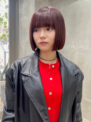 切りっぱなしボブ × レッドブラウン