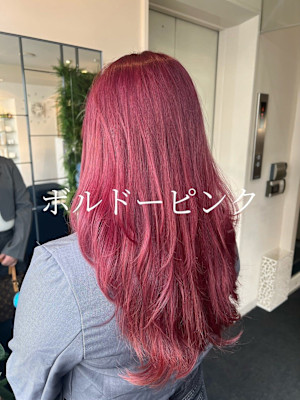 【W_SALON 河原町】ボルドーピンク/レイヤーカット