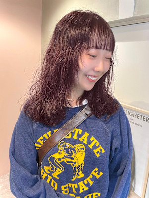 パーマ × ラベンダーカラー