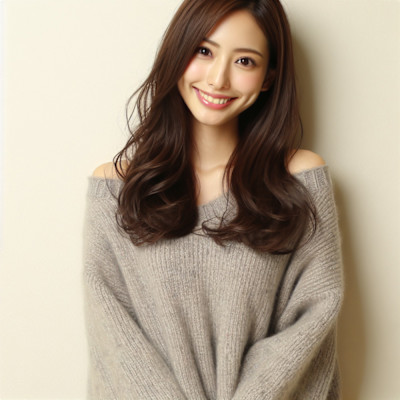 大人可愛い似合わせカットうるツヤ前髪艶感ナチュラルカール美髪