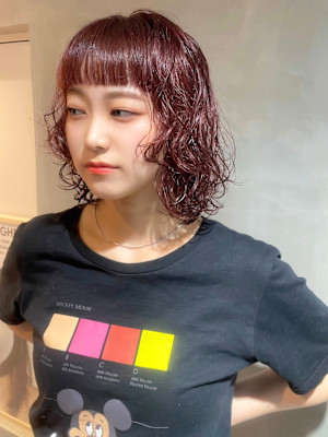 レイヤーボブ × 暖色カラー