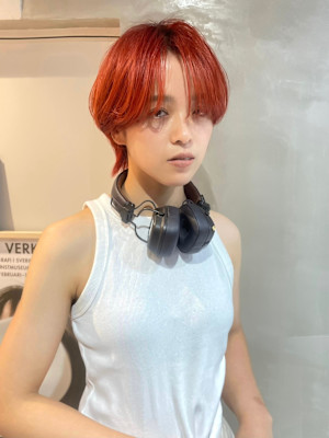 ショートヘア × ブラッドオレンジ