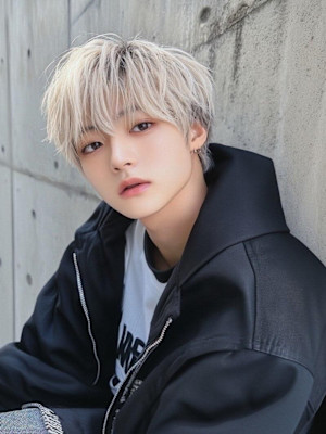 メンズ　韓国風　無造作　マッシュ　ハイトーン