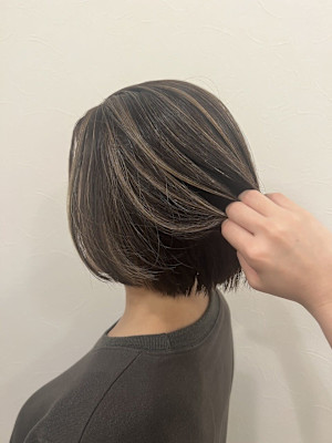 ｜ボブ × ベージュハイライト｜