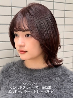 ボブカット/くびれカット/くびれボブ/韓国ヘア/暖色カラー