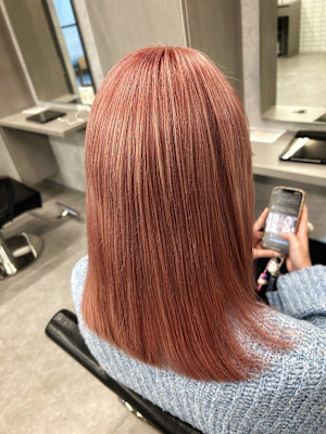 ブリーチ一回のピンクカラー