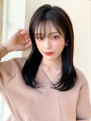 韓国ヘア/レイヤーカット/前髪あり/20代30代/ネビージュ