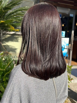 ナチュラルブラウン　艶カラー　グレージュカラー　ミディアム