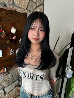 ロングレイヤー/ワンカール/黒髪ロング/艶髪