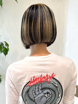 メッシュカラー　デザインカラー　ダメージレス　ボブ