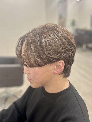 ｜メンズハイライト×センターパート｜