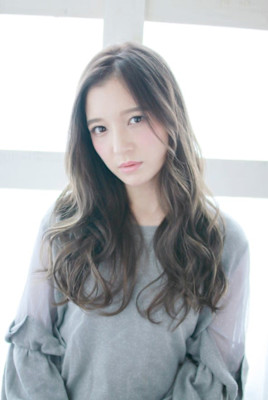 大人ゆるふわミックス巻き/グレージュ/センターパート