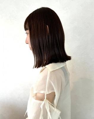 ブリーチ無し・ミルクティーベージュ・ミディアムボブ
