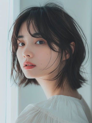 ツヤ色ダークカラーでコナレ感★艶髪無造作ウルフボブ