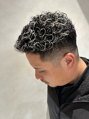 極道パーマ＋メンズハイライト